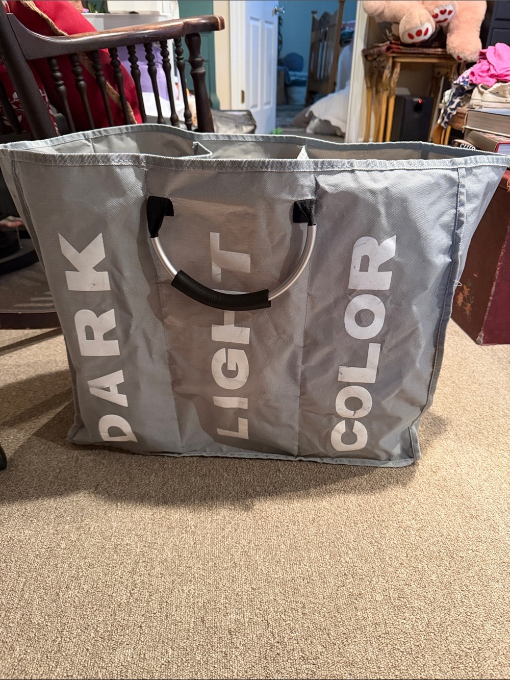 Gray Laundry Sorter Tote with Sturdy Handles